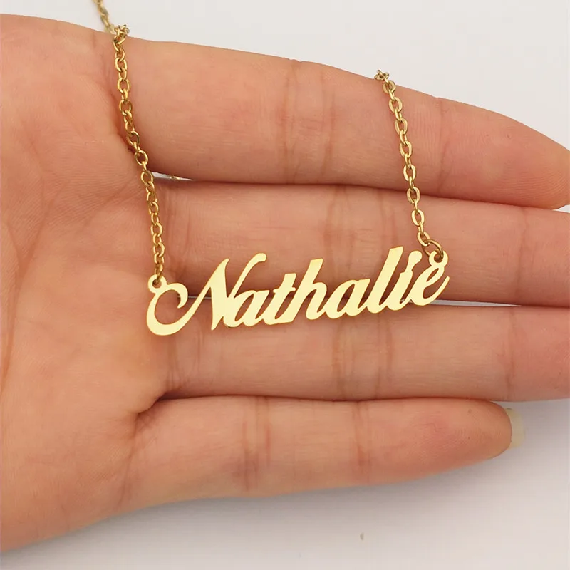 

Nameplate Fancy Lady Necklace Choker Stainless Steel Custom Name Necklaces Personalized Jewelry Customized Letter Collares