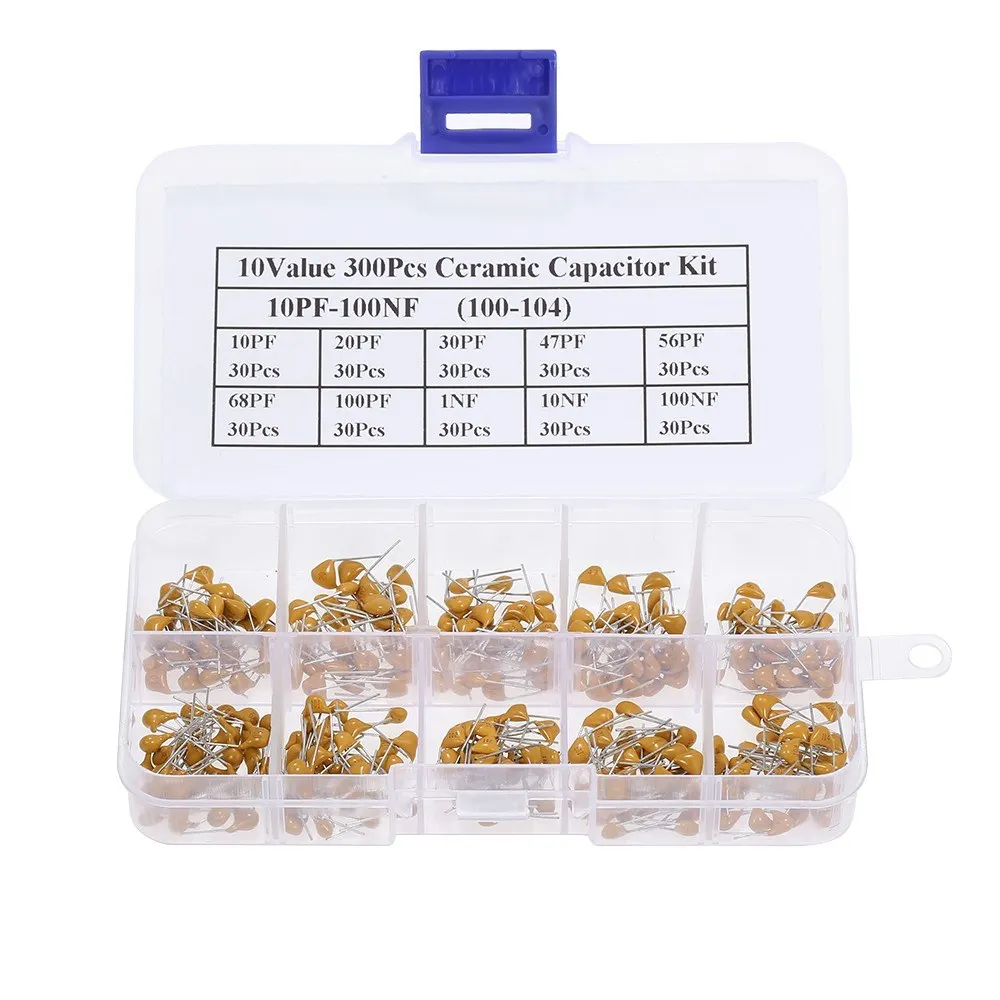 300PCS 50V (10pf-100nf) Multilayer Ceramic Capacitor Assortment Kit