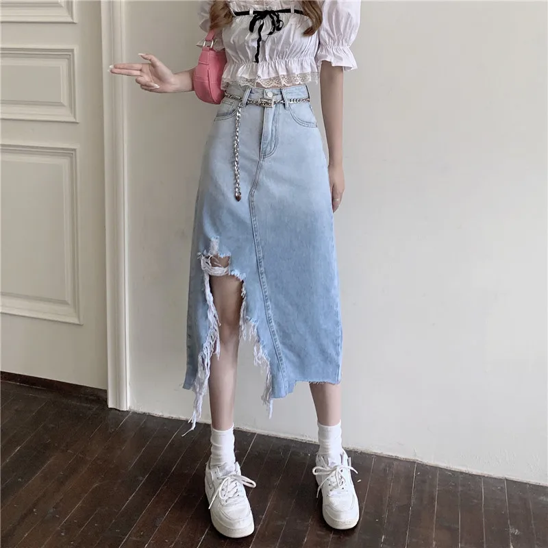 Cheap wholesale 2021 spring summer autumn new fashion casual sexy women Skirt woman female OL long skirt denim skirt Vy1487