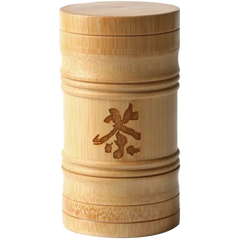 Bamboo Storage Bottles, Kitchen Tea Container Jar, Cans Case Organizer, Spice Round Caps, Seal Box Canister for Bulk Products