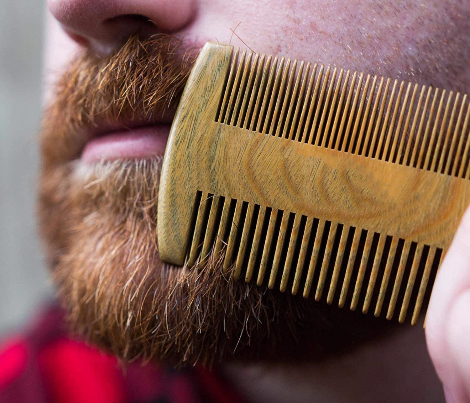 Natural Wood Hair Brush Beard Comb with PU Leather Case Anti-Static Mustache Pocket Natural Sandalwood Fine Dual Beard Comb