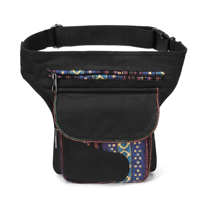 Imagem -02 - Annmouler Bolsa de Cintura Vintage Feminina Bolsa de Cintura Grande Capacidade Patchwork Tecido Bolso para Telefone Meninas Cinto Ajustável