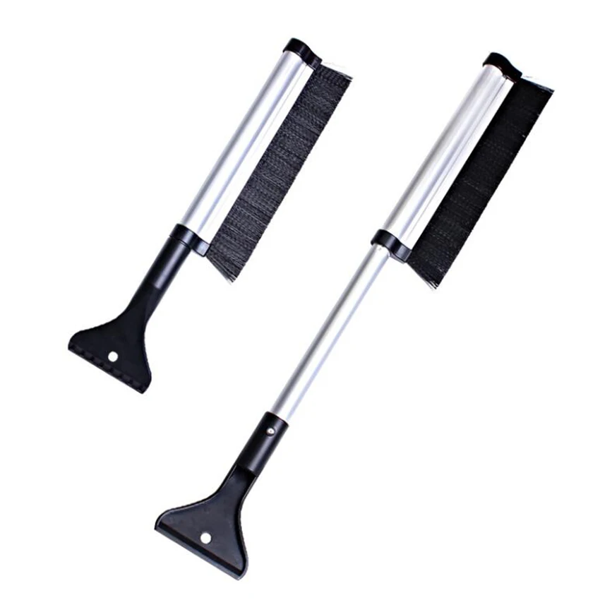 Raspador de cepillo de hielo y nieve extensible, cerdas suaves, removedor de escarcha, herramienta de eliminación de escoba para ventana de parabrisas automático, 2 en 1