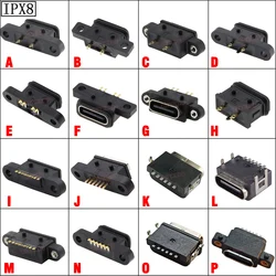 2PCS USB Type C 2P 4P 6P16Pin Waterproof Female Connector With Screw Hole High Current Power Charging Interface USB C Connector