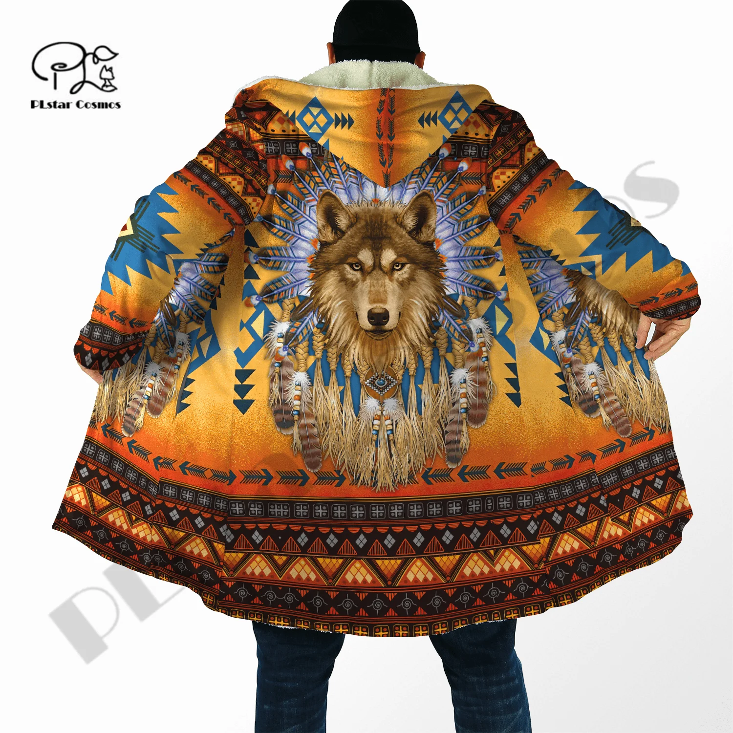 PLstar Cosmos 3Dprinted Native Pattern Art Cloak Coat Hooded Warm Casual Unqiue Unisex Man/Woman Premium Hrajuku US Size W-3