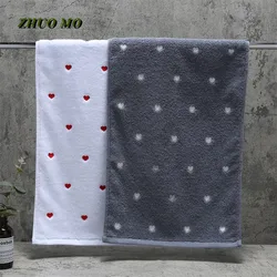 Towels For Adults Love Pattern 100% Cotton Soft Super Absorbent Christmas Gift, Gray White Bathroom Home Couples, 35x75 cm, 2Pcs