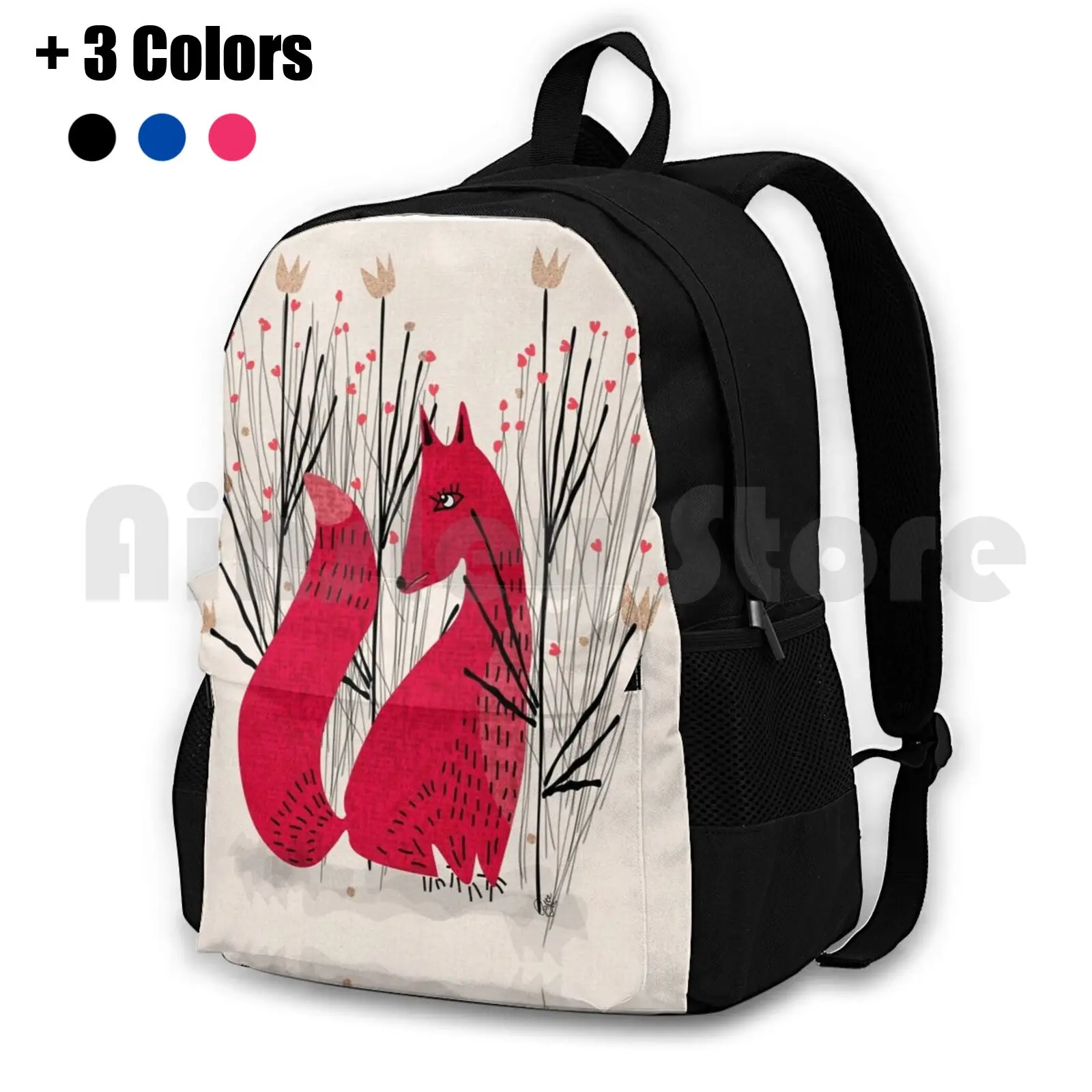 Fox In Shrub Outdoor Hiking Backpack Riding Climbing Sports Bag Whimsical Kids Art Babys Fox Illustrations Cute Fox Pets Funny