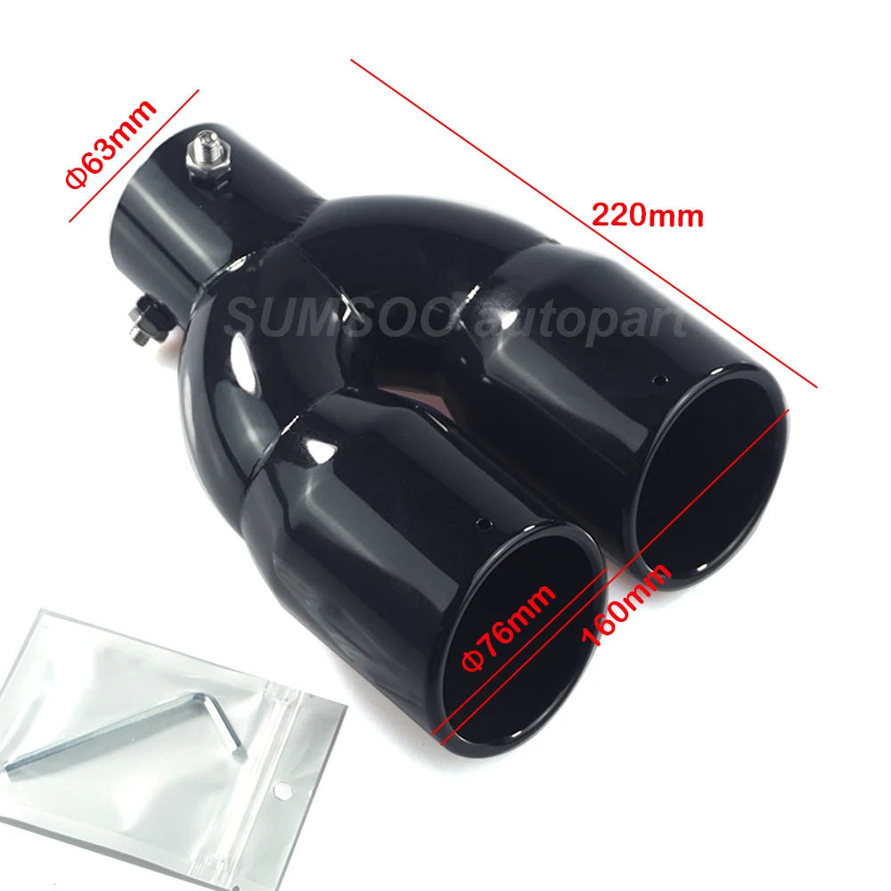 

Universal Car Inlet Double-Barrel Rear Exhaust Tip Tail Pipe Muffler for car modificati 304Stainless Steel Car Accessories