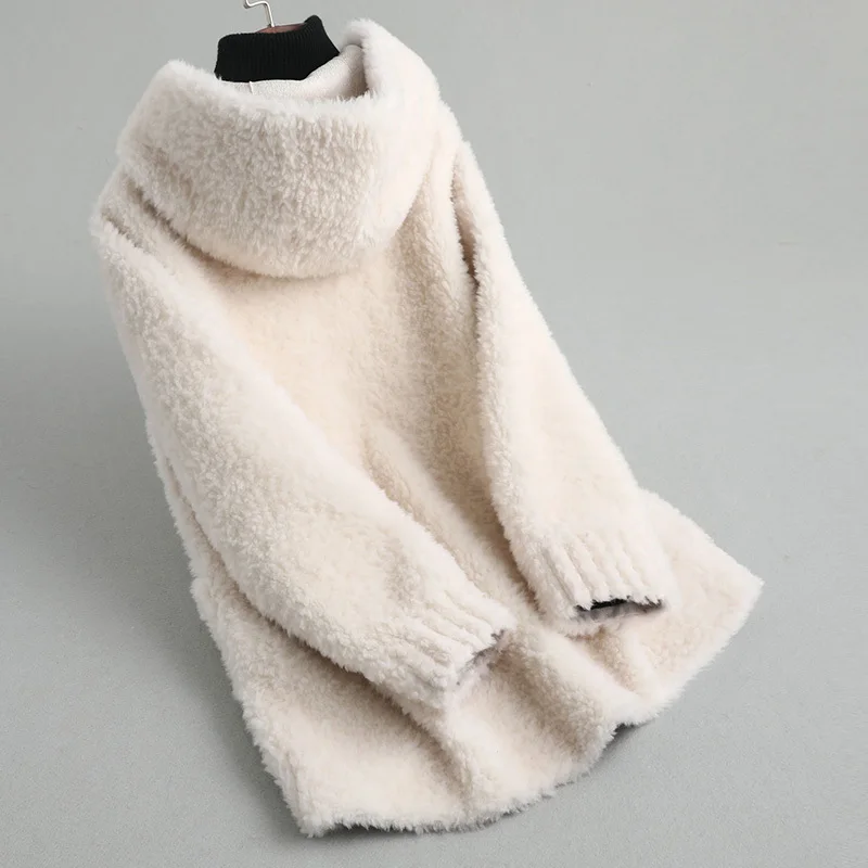 Reale Cappotto di Pelliccia Delle Donne Giacca Invernale Con Cappuccio Coreano 100% Cappotti di Pelliccia di Lana e Giubbotti Abrigos Mujer Invierno 2020 KQN52628 KJ5155