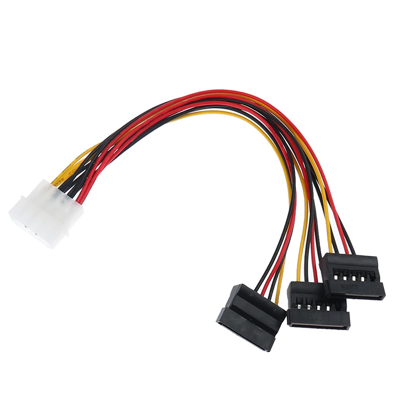 1pc 4Pin IDE Molex To 3 ATA SATA Power Splitter Extension Cable Connectors Hard Drive Power Cord