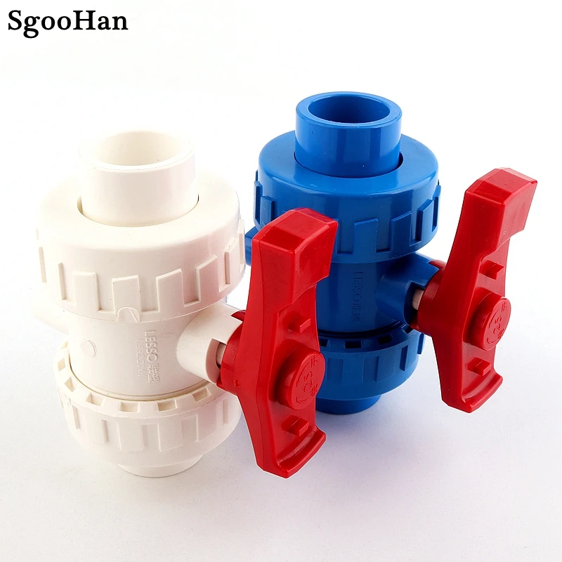 

1PC 20~63mm PVC Pipe Adapter Fittings Union Ball Valve Garden Irrigation Aquarium Fish Tank Industrial Water Treatment Connector