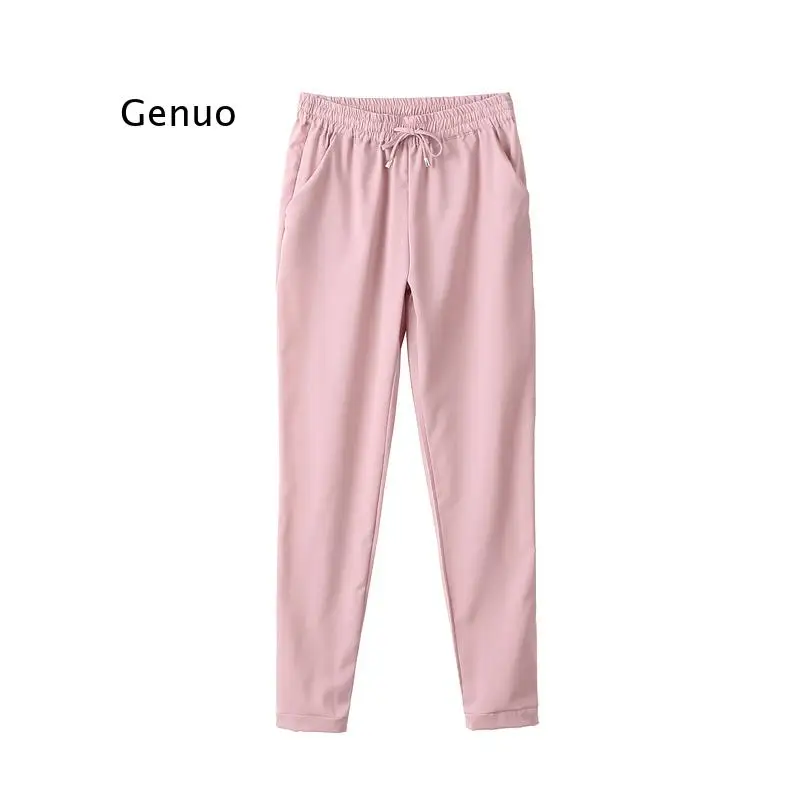 

Spring women's trousers, harem pants, seven-color elastic waist women's trousers, lace-up casual women's pants, new product