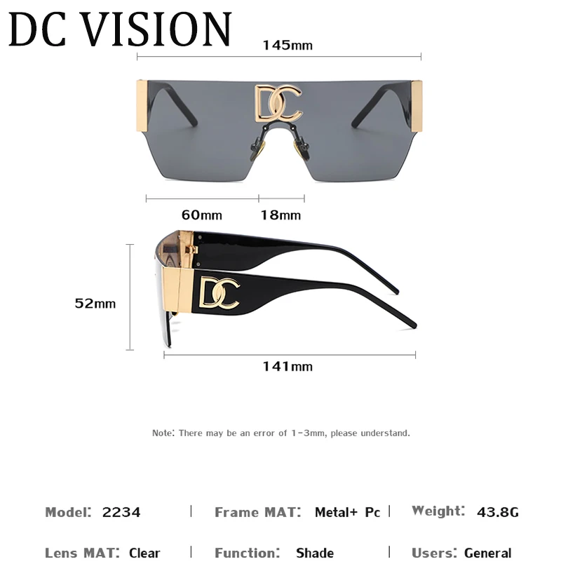 Fashion Rimless Sunglasses Ladies 2024 Luxury Brand Designer For Women Square Sun Glasses Men Oversized Retro Eyeglasses UV 400