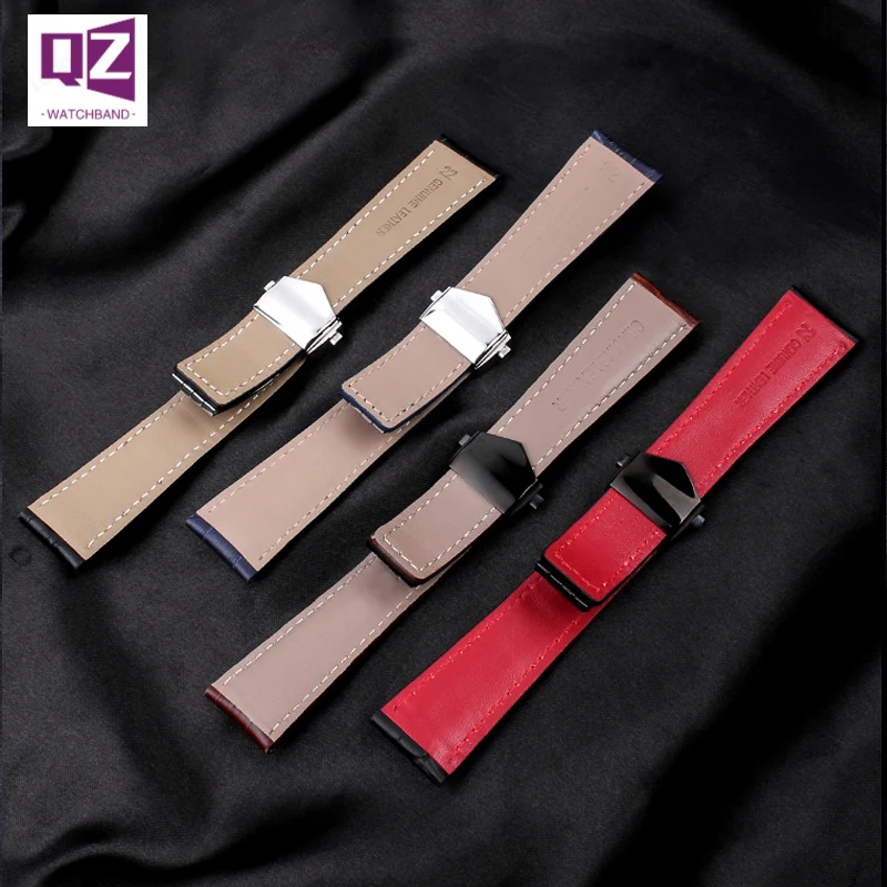 COW LEATHER Watch Strap 19mm 20mm 22mm watchband for tag heuer watches band Genuine leather bracelet fold buckle High quality