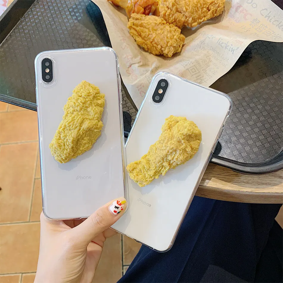 3D Simulation Funny Delicious Food Chicken Phone Cases Cover For iPhone 12 Mini 11Promax 7 8 Clear back case for iphone 13 XR XS