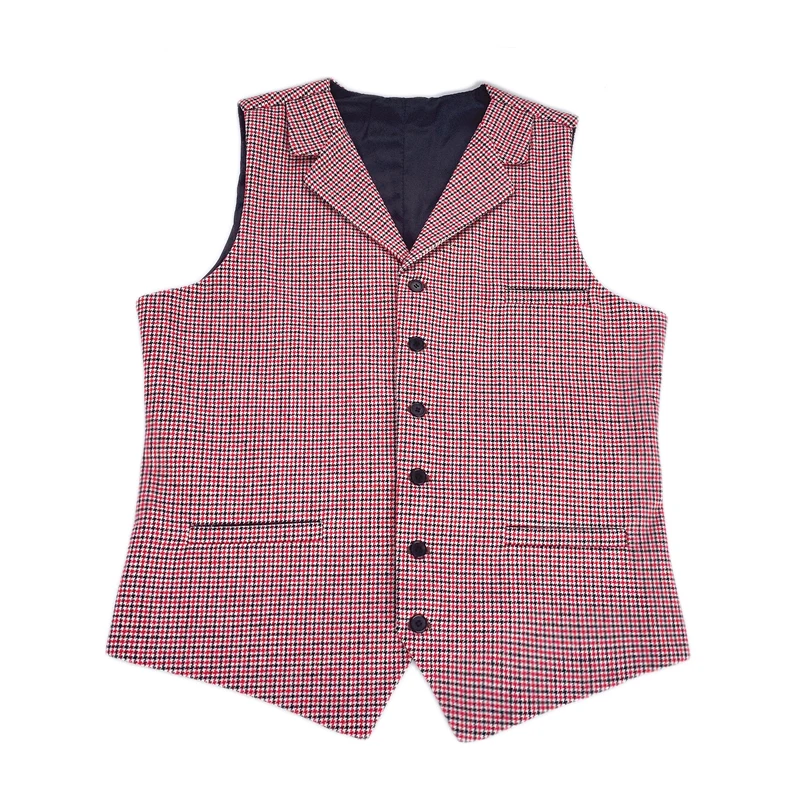 Mens Suit Vest Plaid Coffe Champagne Wedding Wool Business Waistcoat Jacket Casual Slim Fit Gilet Homme Vests For Groosmen