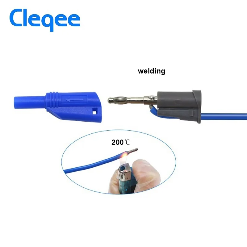 Cavo maschio impilabile sicuro 14AWG 1000V/10A della spina 1M del cavo molle del Silicone del cavo della prova della spina della Banana di Cleqee P1050-1 4mm