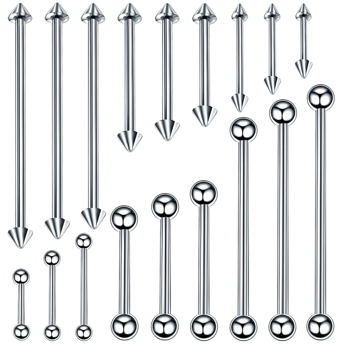 10pcs Titanium Long Industrial Barbell Rings 14/16G Tongue Nipple Bar Piercings Ear Tragus Helix Ear Piercings Body Jewelry