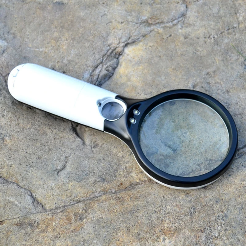 E5BE Magnifying Glass with Light 3x 45x Illuminated LED Magnifier Handheld Lighted Magnifying Glasses Seniors & Low-vision