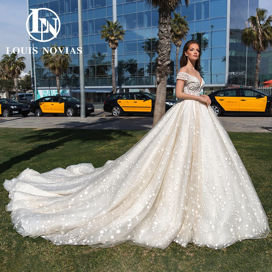 LOUIS NOVIAS Ball Gown Wedding Dresses For Woman Luxury Sweetheart Crystal Bridal Gown Shining Star Princess Vestidos De Novia