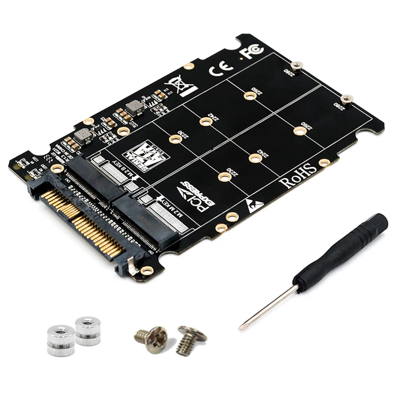 

M.2 SSD to U.2 Adapter 2in1 M.2 NVMe and SATA-Bus NGFF SSD to PCI-e U.2 SFF-8639 Adapter PCIe M2 Converter for Desktop Computers