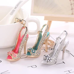 1PC Alloy Key Ring High Heels Keychain Shoes Key Keychains  Rhinestone Crystal Purse Car Key Chain Gift Girl