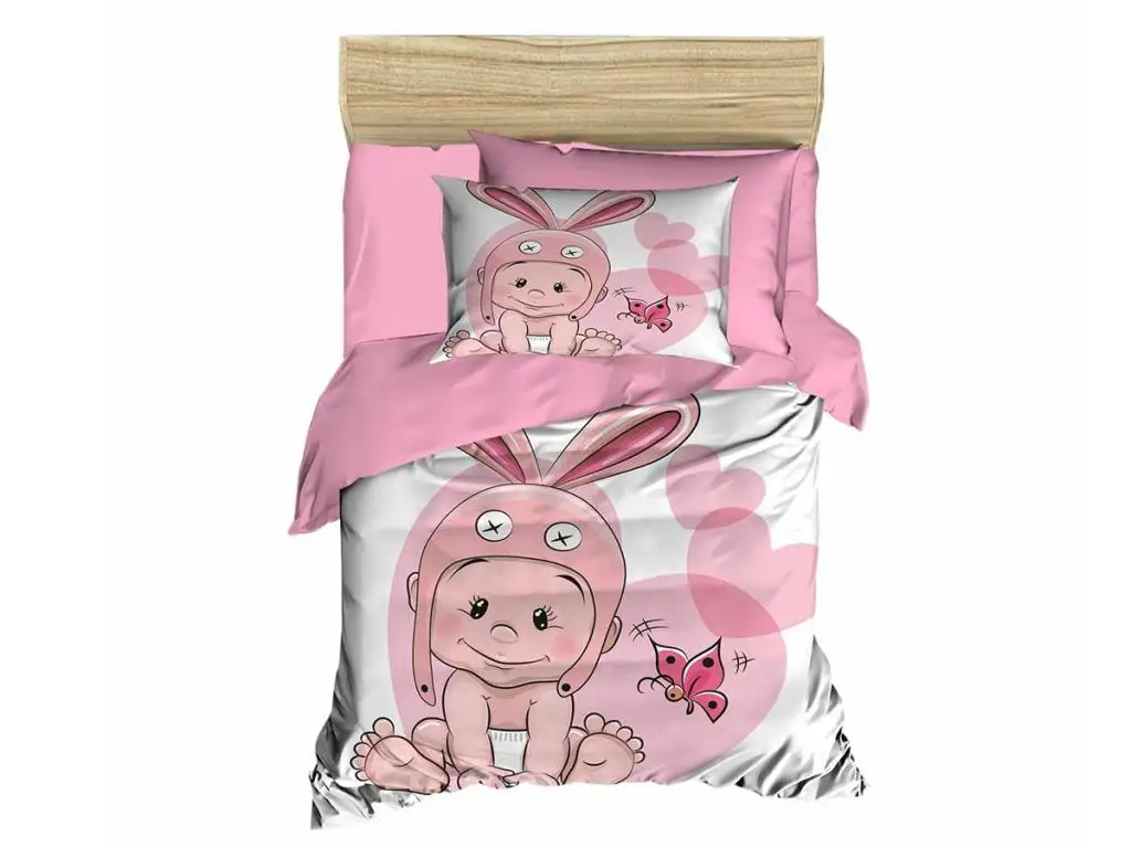 Digital Gedruckt 3d Baby bettbezug-set Kaninchen Baby Rosa