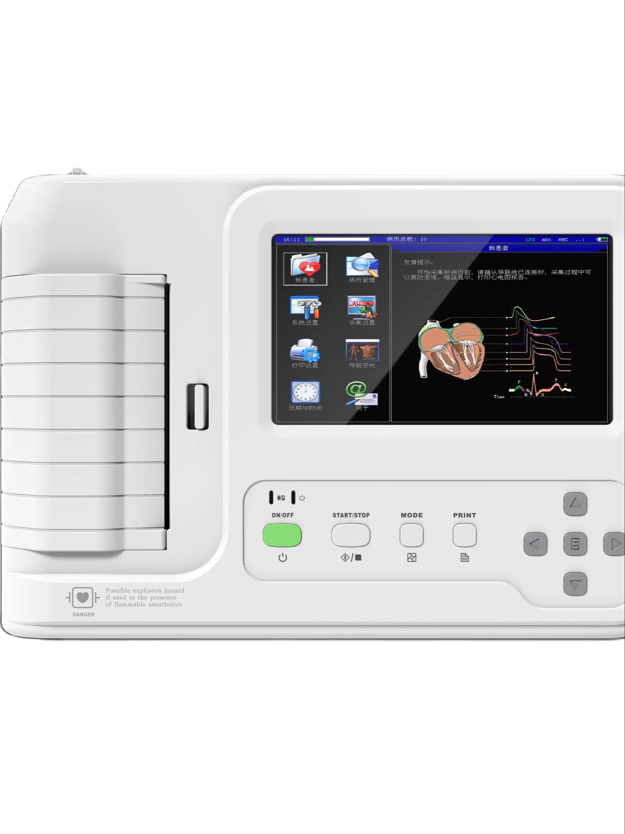 CONTEC NEWEST LCD Touch Screen 12-Lead Electrocardiograph Resting ECG ECG600G