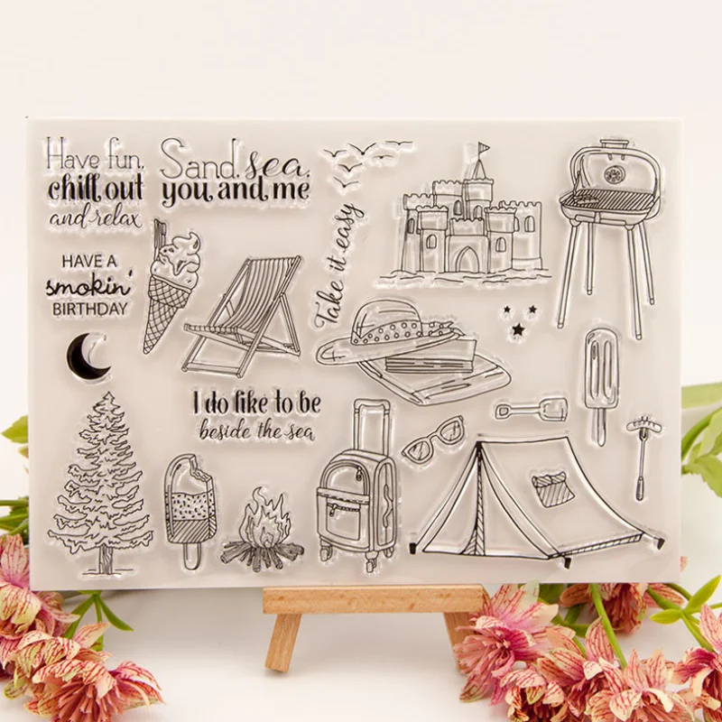 Castle Tent Transparent Seal Clear Silicone Stamp Cutting DIY Scrapbooking Rubber Coloring Embossing Decor Reusable 21.5*15.5cm