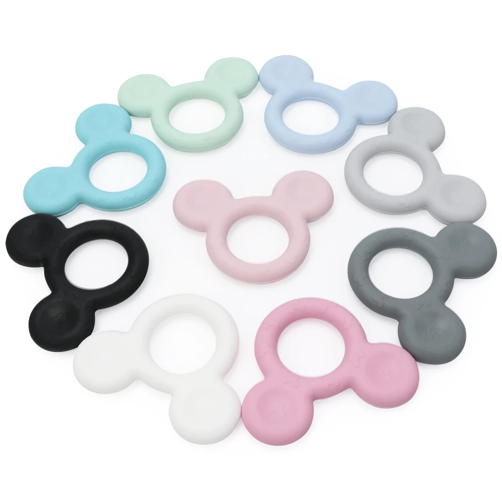 5/10pcs Baby Silicone Teether Food Grade Silicone Bead  Pacifier Clip Pendant Accessories Baby Teething Teether Toys Mickey