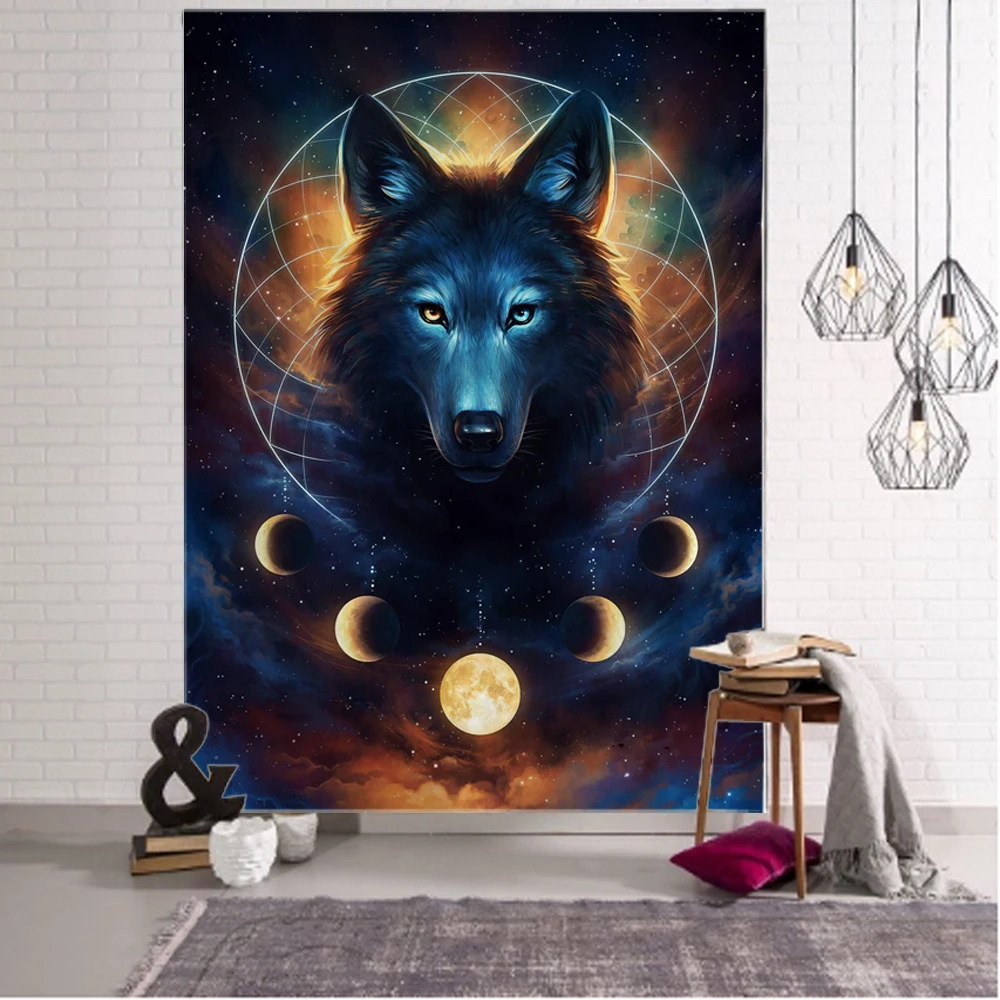 

Wildlife Wolf Tapestry Wall Hanging Boho Decorative Wall Covering Tapestry Psychedelic Hippie Tapestry Mandala Wall Hangings