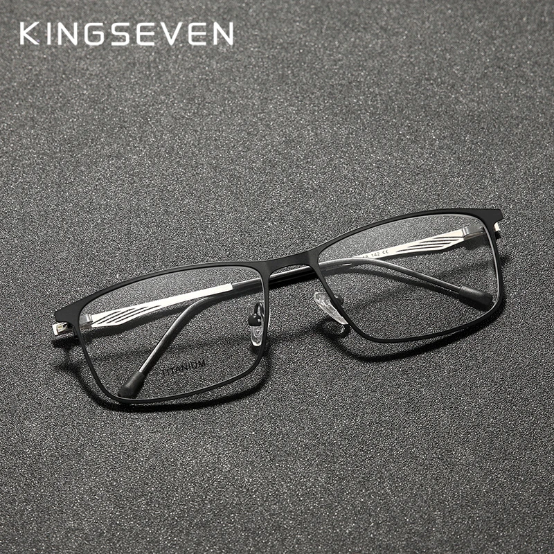 KINGSEVEN Titanium Alloy Optical Glasses Frame Men 2023 Square Myopia Prescription Eye Protection Glasses Male Metal Eyewear