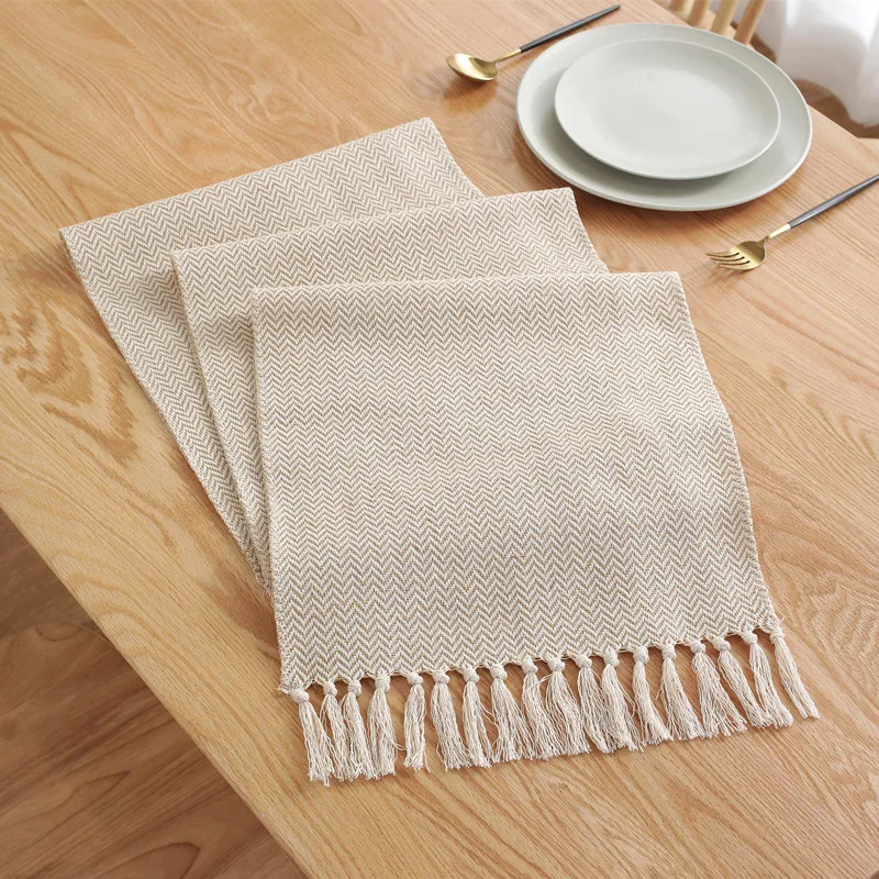 

Nordic Style Table Runner Handmade Weave Tablecloth Household Decoration Tassel Cotton Tea Table Cover Coffee Table Flag