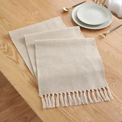 Nordic Style Table Runner Handmade Weave Tablecloth Household Decoration Tassel Cotton Tea Table Cover Coffee Table Flag