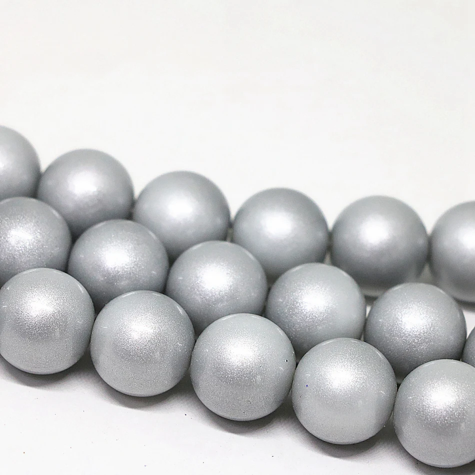 Hot sale gray smooth round baking paint glass beads 4,6,8,10,12,14mm fit diy neckalce bracelet jewelry making 15inchB1630