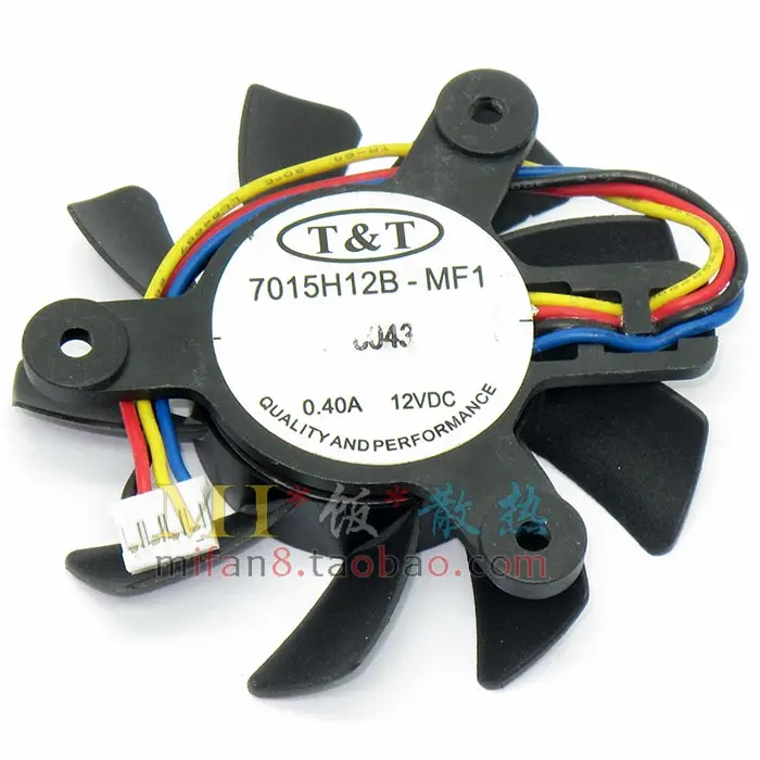 

T&T 7015H12B-MF1 DC 12V 0.40A, Dia. 65mm C.T.C 47mm 4-Wire Server Cooling Fan