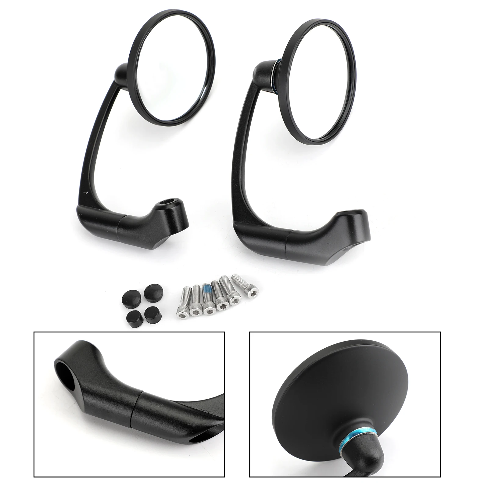 

Artudatech Motorcycle L Bar Round Vintage Rear View Mirrors Cafe Racer Pair 8mm 10mm Universal