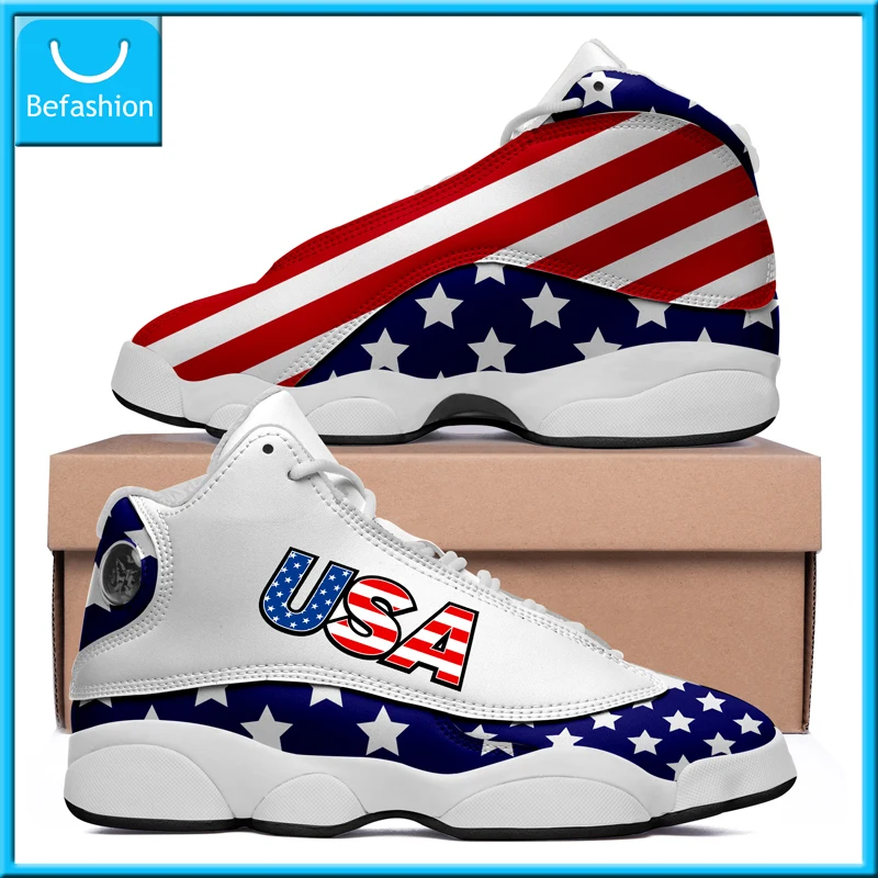 Dropshipping Print On Demand Custom Basketball Sneaker USA United States Flag Custom Print POD Shoes Free Shipping