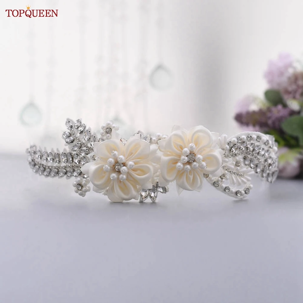 TOPQUEEN S479 Strass Kleid Gürtel Blumen Gürtel Hochzeitskleid Juwel Band Gürtel für Hochzeitskleid Geblümter Brautgürtel