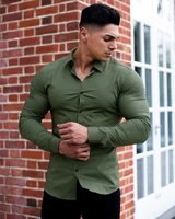 Camisa de manga larga a la moda de otoño para hombre, camisa de vestir informal de negocios sociales para hombre, ropa deportiva de marca para hombre