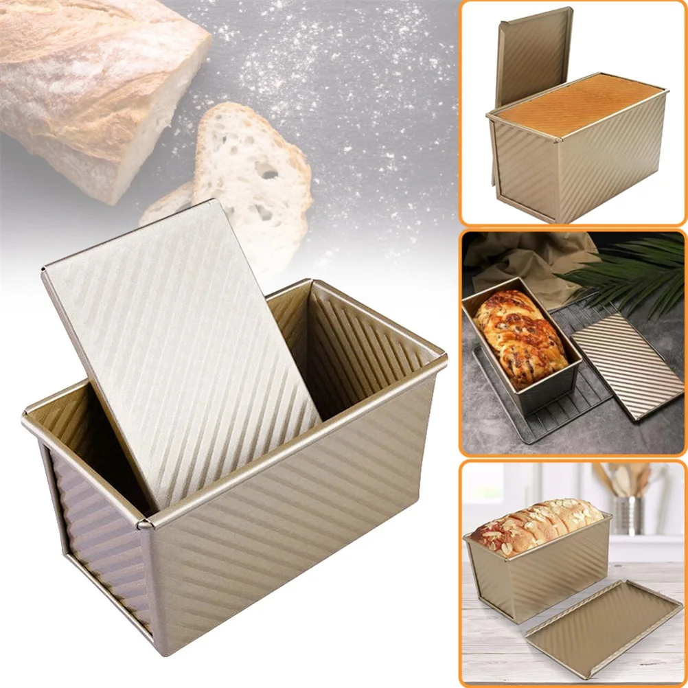 

Bread Pan with Lid Baking Mold Cake Toast Carbon Steel Nonstick Toasted Bread Box Baking Tools