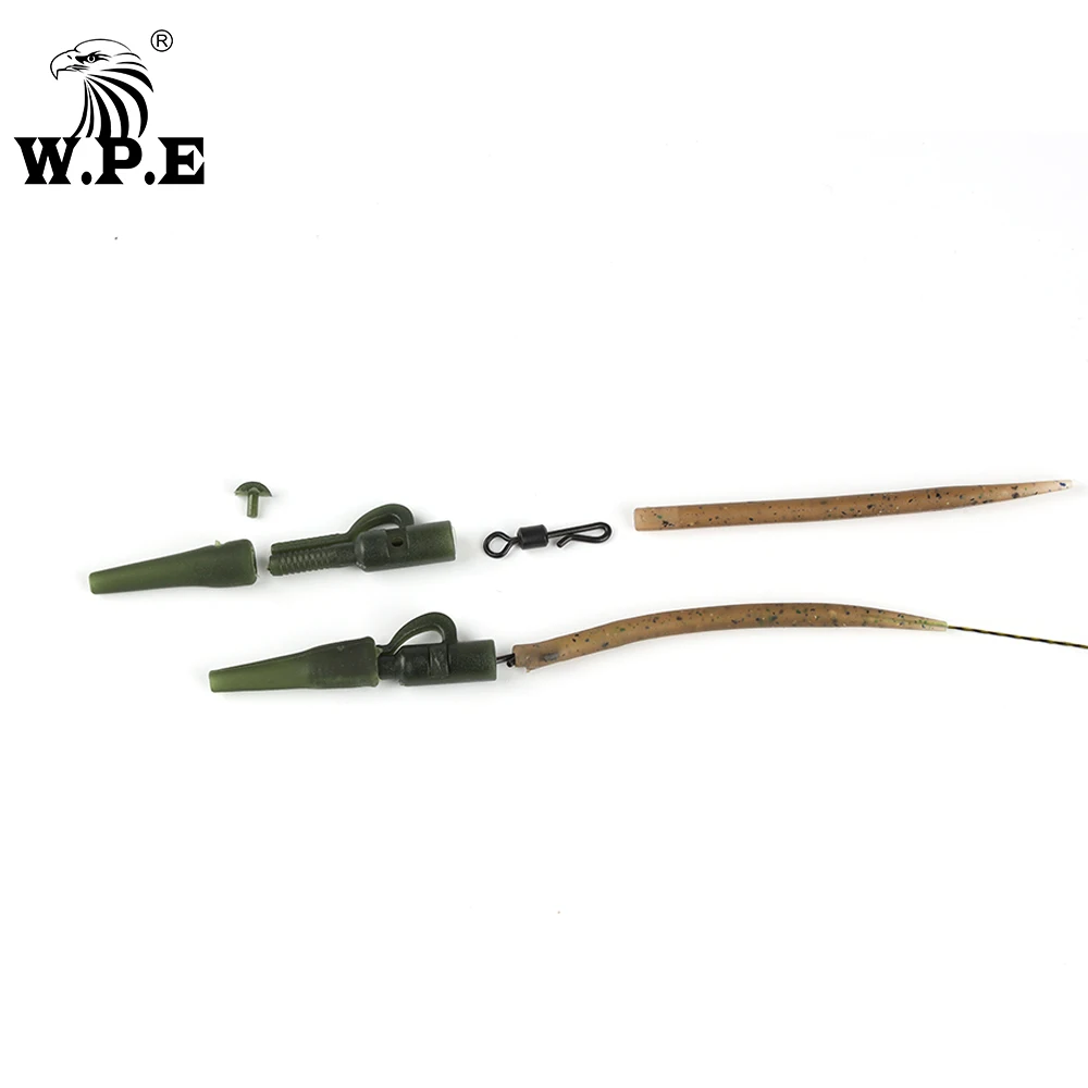 W.P.E 1Set/40pcs Carp Fishing Tackle Quick Change Swivels Lead Clips Anti Tangle Sleeves Protect Tail Rubber Connector Rigs