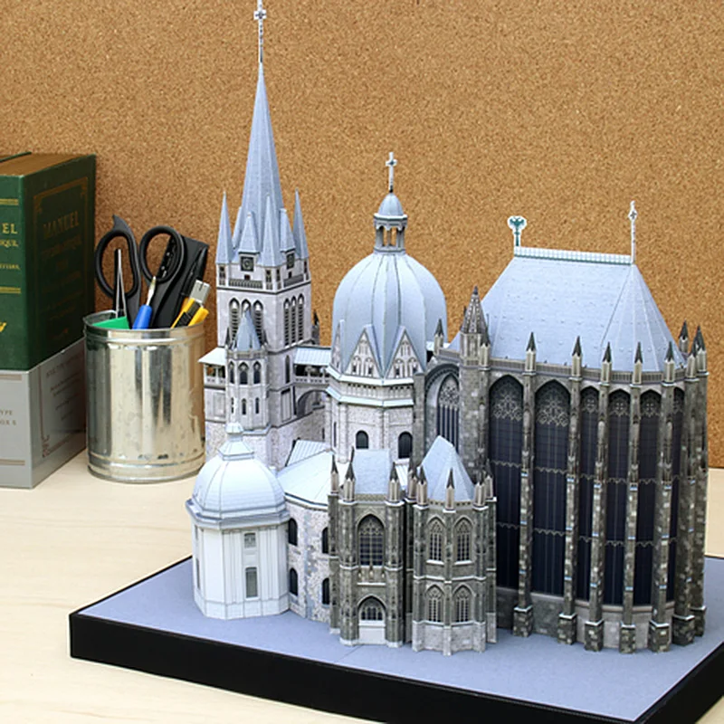 Germany Aachen Cathedral Folding 3D Paper Model House Papercraft DIY Origami Art Building Teens Adult Handmade Craft Toys QD-150