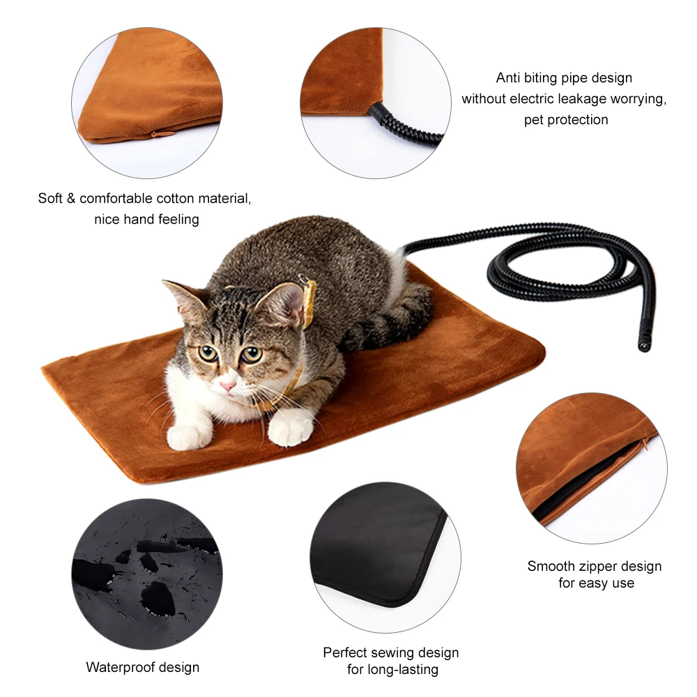 40x30cm AC 100-240V Pet Warmer Heating Pad Electric Cloth Heater Pad  Non-slip Heating Mats for Cats Dogs Reptile Warm Pads