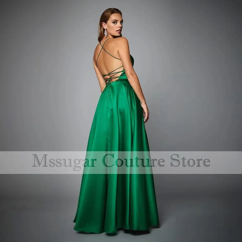 Spaghetti Straps Informal Prom Dresses 2021 Satin Backless Sweetheart Evening Gowns robe de soirée de mariage