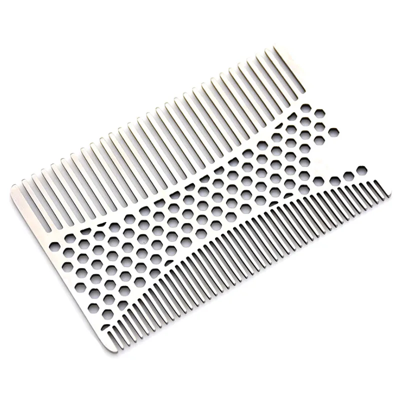 Stainless Steel Beard Comb Stainless Steel Men Beard Comb Credit Card Size Easy To Carry Beard Straightener