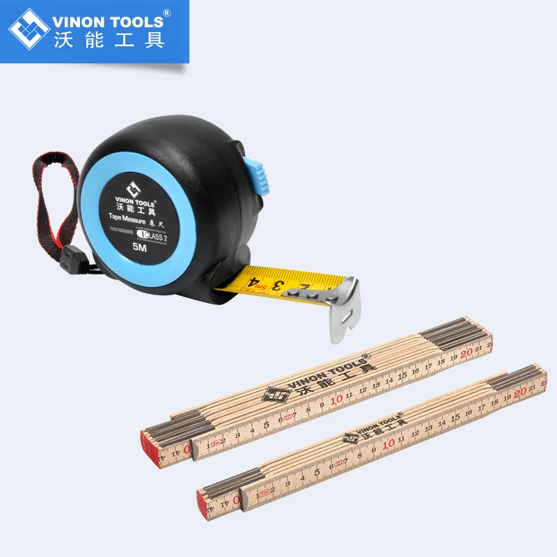 Wooden Folding Ruler Measuring Stick High Precision Ceramic Tile Carpentry Measurement Wear-Resistant Thickened Meter Ruler