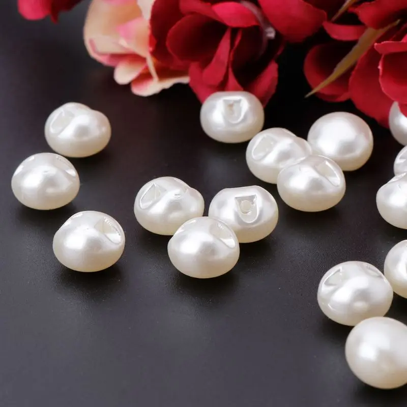 50pcs 10mm 11mm Round Sewing Pearl Buttons For Clothing Sewing Accessories Clothing Scrapbooking Garment DIY Apparel Tool