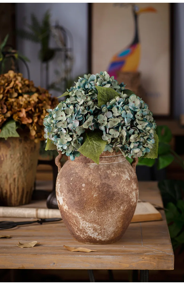 Simulation Flower Retro Hydrangea Wedding Decoration Home Living Room Wall Decoration Photography Props Fake Flowers