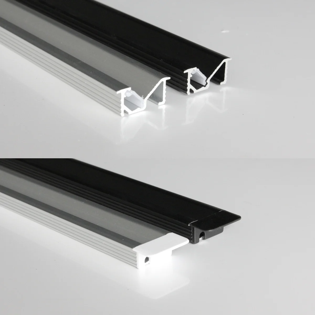 20m (20pcs) a lot, 1m per piece, black led aluminum profile for led strips with milky diffuse cover